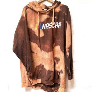Nascar Distressed Bleached Sweatshirt 3XL Pullover Hoodie Tie Dye Vintage OOAK